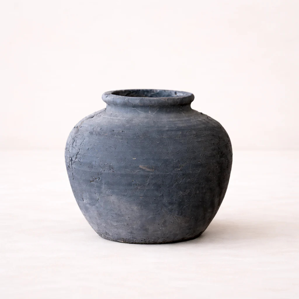 Antique Inspired Charcoal Round Vase | By Luxe B Co. | luxe bCO