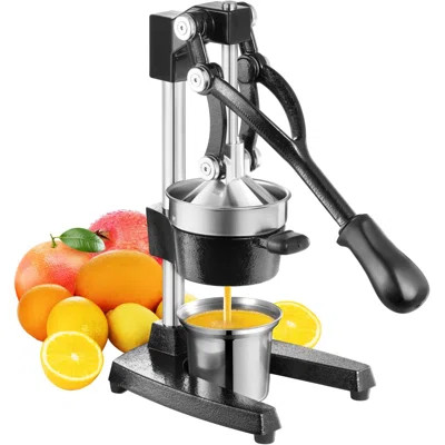 Heavy-Duty Cast Iron Manual Citrus Juicer Press, Stainless Steel Cup, Easy-Clean Squeezer for Lemon Pomegranate Orange Lime (Black) | Wayfair North America