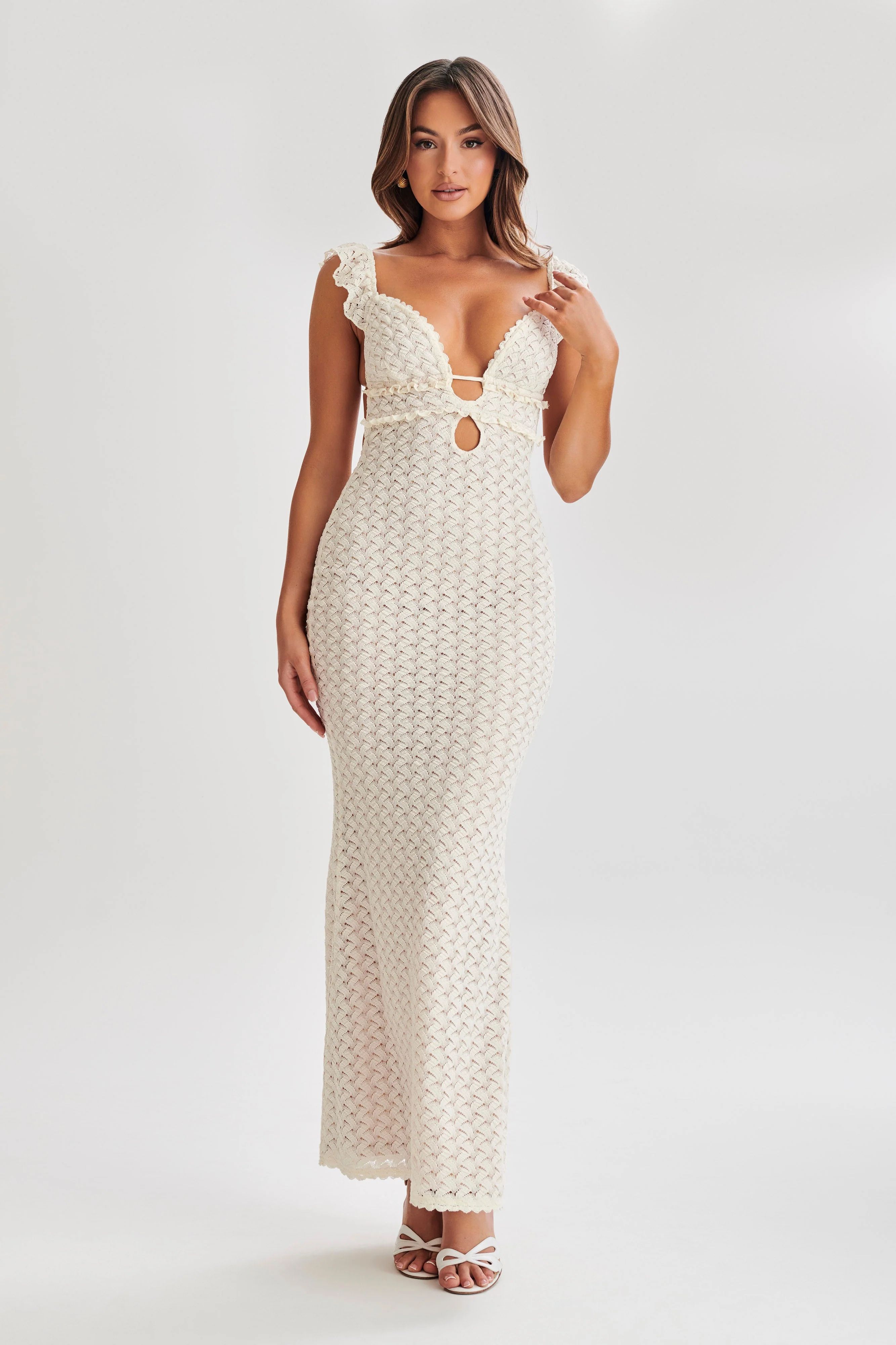 Ezra Lace Maxi Dress - Ivory | MESHKI US