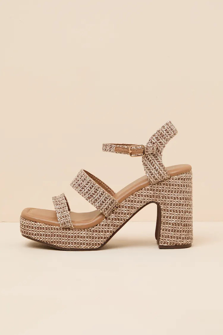 Alessia Brown Raffia Platform High Heel Sandals | Lulus