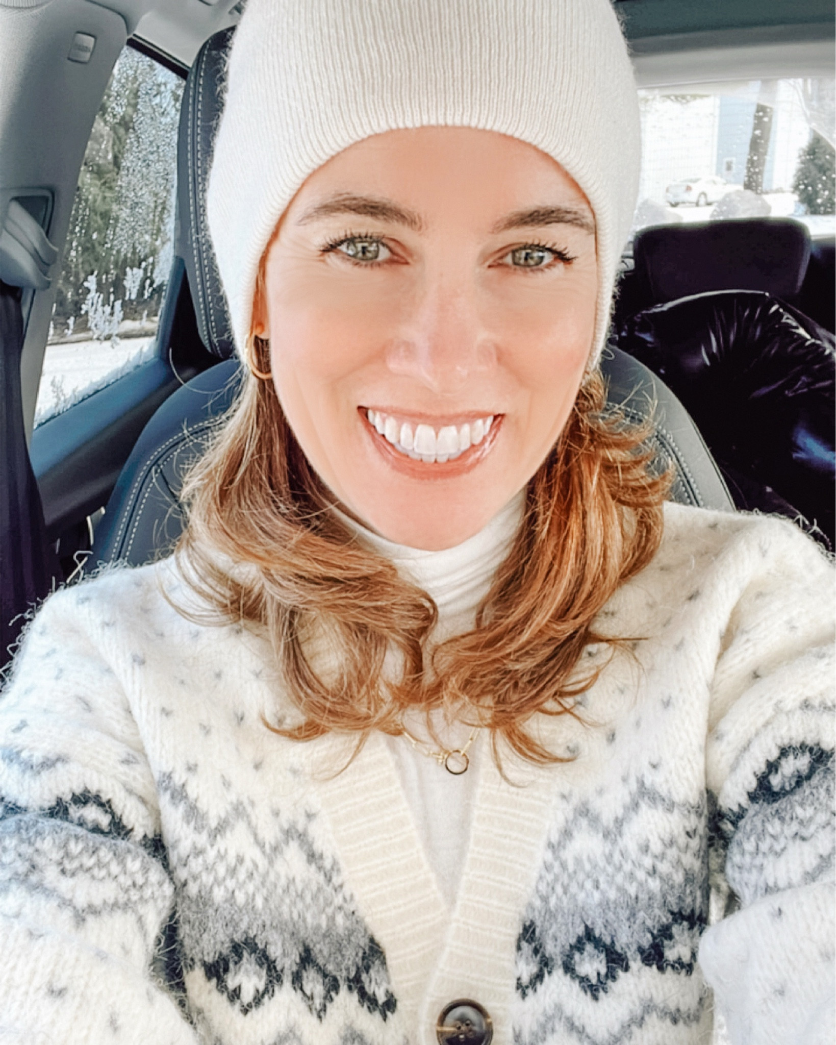 This oversized grandpa fair isle sweater is on a huge winter sale for only $28. And I love my new Free People turtleneck #Lulus #cardigan #wintersales #ski #wintersweater #over50style #carselfie

#LTKFindsUnder50 #LTKSaleAlert #LTKOver40