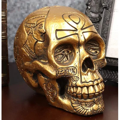 Cali Trinx Egyptian Gods And Kings Golden Nefertiti King TUT Ankh Skull Figurine 6.25" L Skeleton Cranium Gothic Macabre Skulls Deities Of Egypt Phara | Wayfair North America