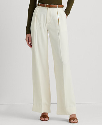 Lauren Ralph Lauren Women's Double-Faced Georgette Wide-Leg Pants, Regular & Petite - Macy's | Macy's