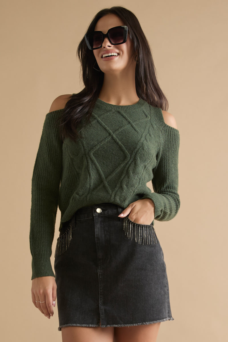 Denise Embellished Frayed Hem Mini Denim Skirt | Francesca's