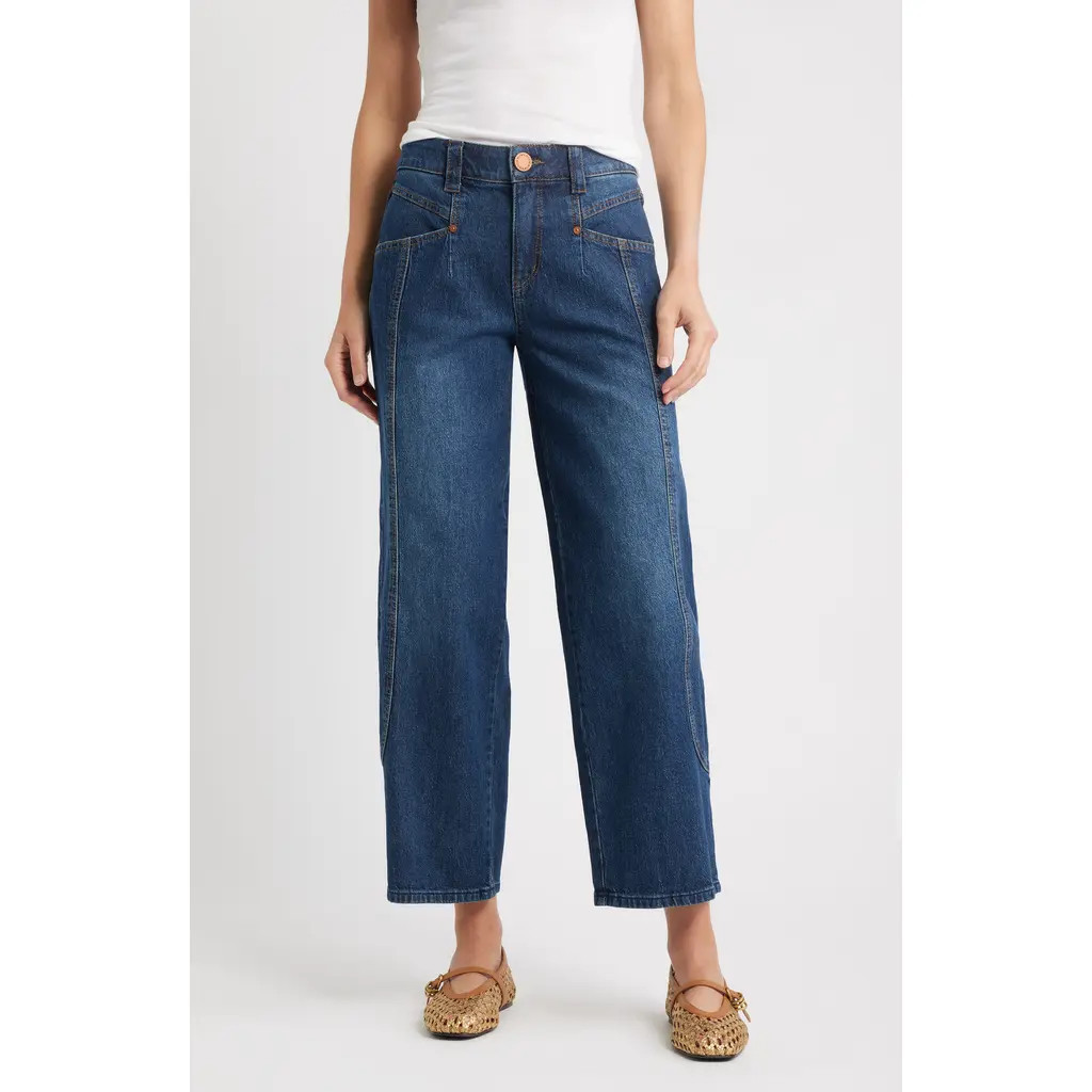 Wit & Wisdom High Waist Barely Barrel Jeans in Blue at Nordstrom, Size 10 | Nordstrom