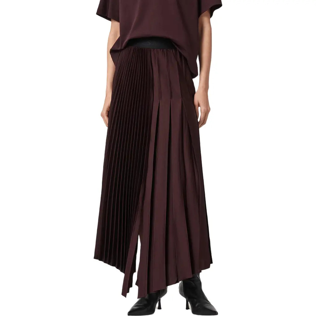 AllSaints Jax Pleated Maxi Skirt in Oxblood Red at Nordstrom Rack, Size 6 | Nordstrom Rack