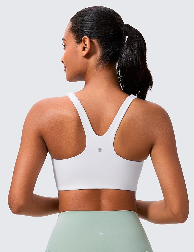 CRZ YOGA Butterlift Double Lined Square Neck Sports Bras for Women - Wireless V-Shaped Racerback ... | Amazon (US)