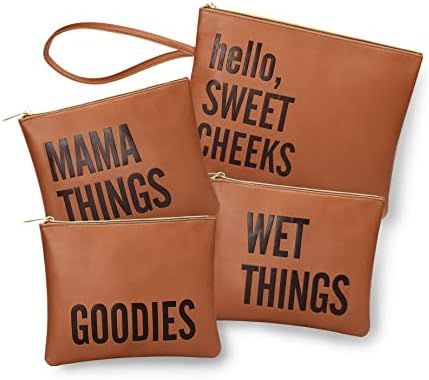 Diaper Bag Organizing Pouches Mominside, Set of 4 Leather Diaper Clutch, Large Dry Wet Bag, Baby ... | Amazon (US)