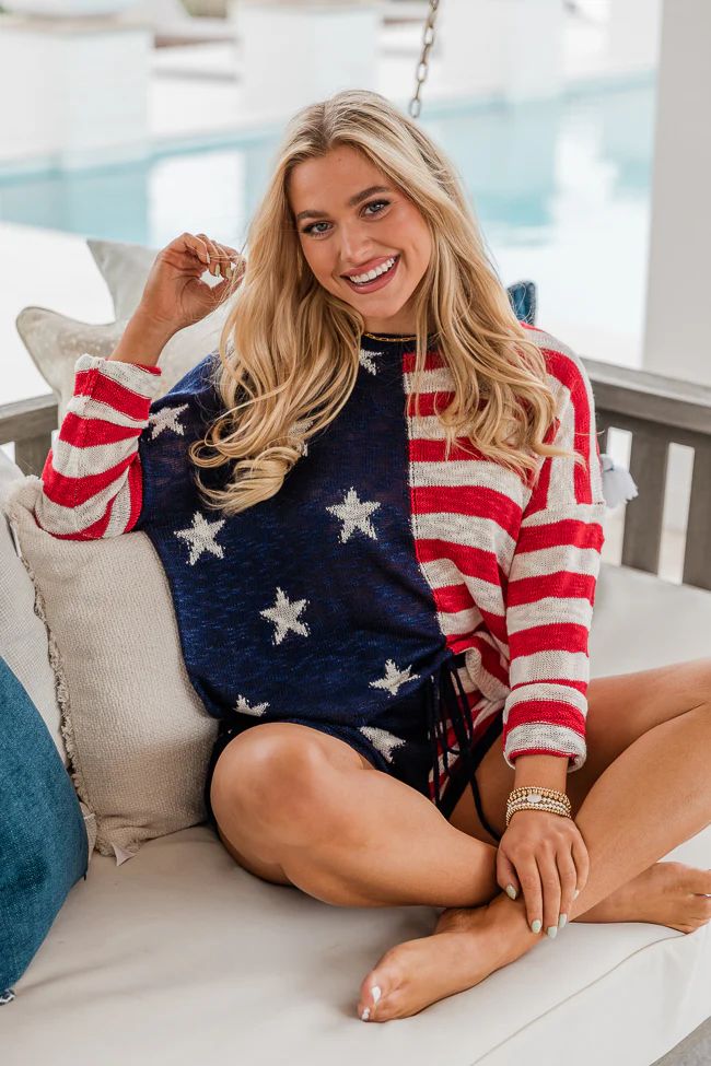 That's My Anthem Red, White, And Blue Flag Knitted Sweater | Pink Lily