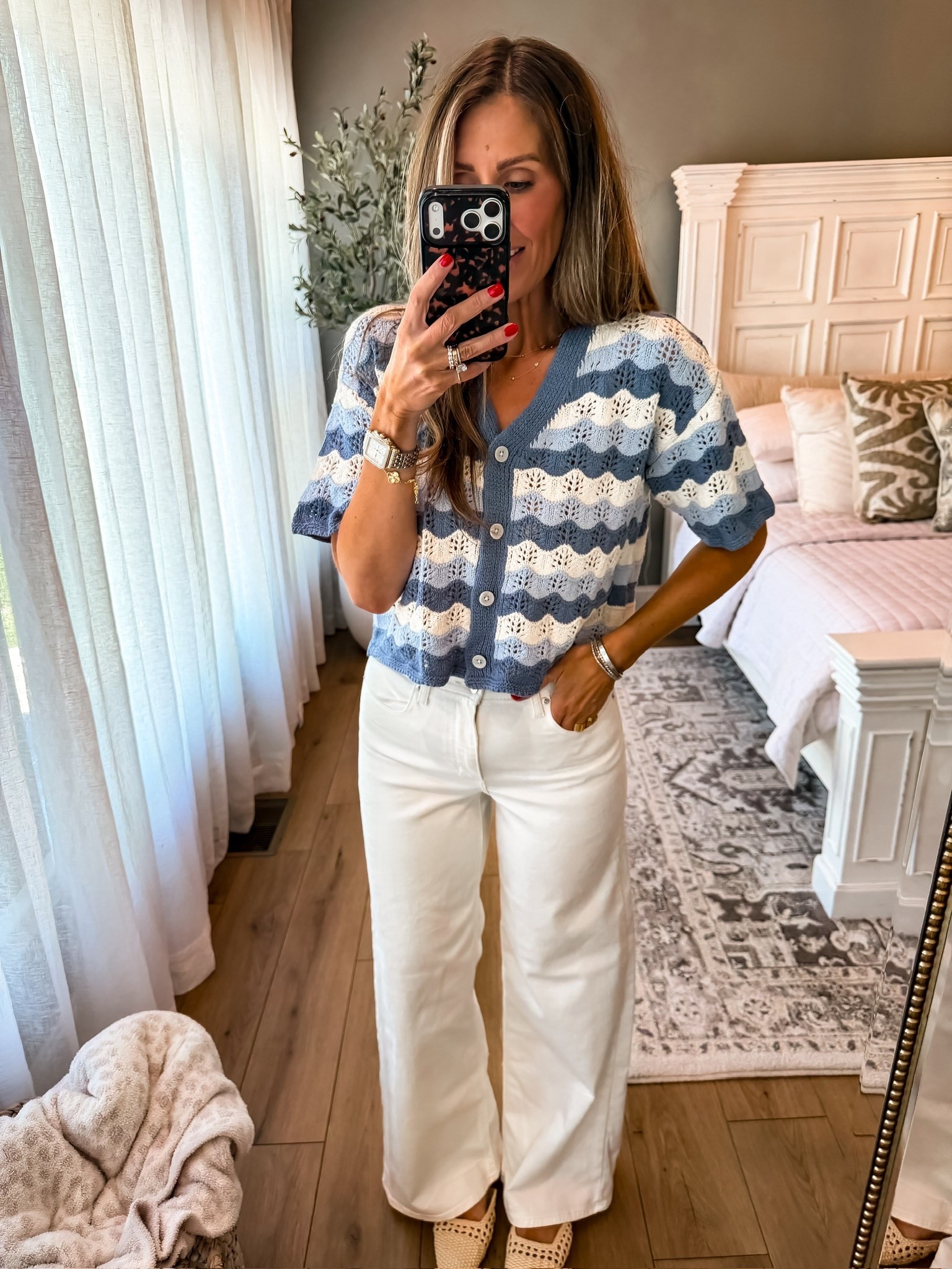 This cardi + white denim combo is giving coastal cute in the best way 💙Lightweight knit, easy fit, and the perfect little pop with the stripes… paired with white jeans for that clean, polished feel without trying too hard

spring outfit, coastal style, striped cardigan, white denim, everyday chic, themominstyle 

#LTKMothersDay #LTKSeasonal #LTKootd