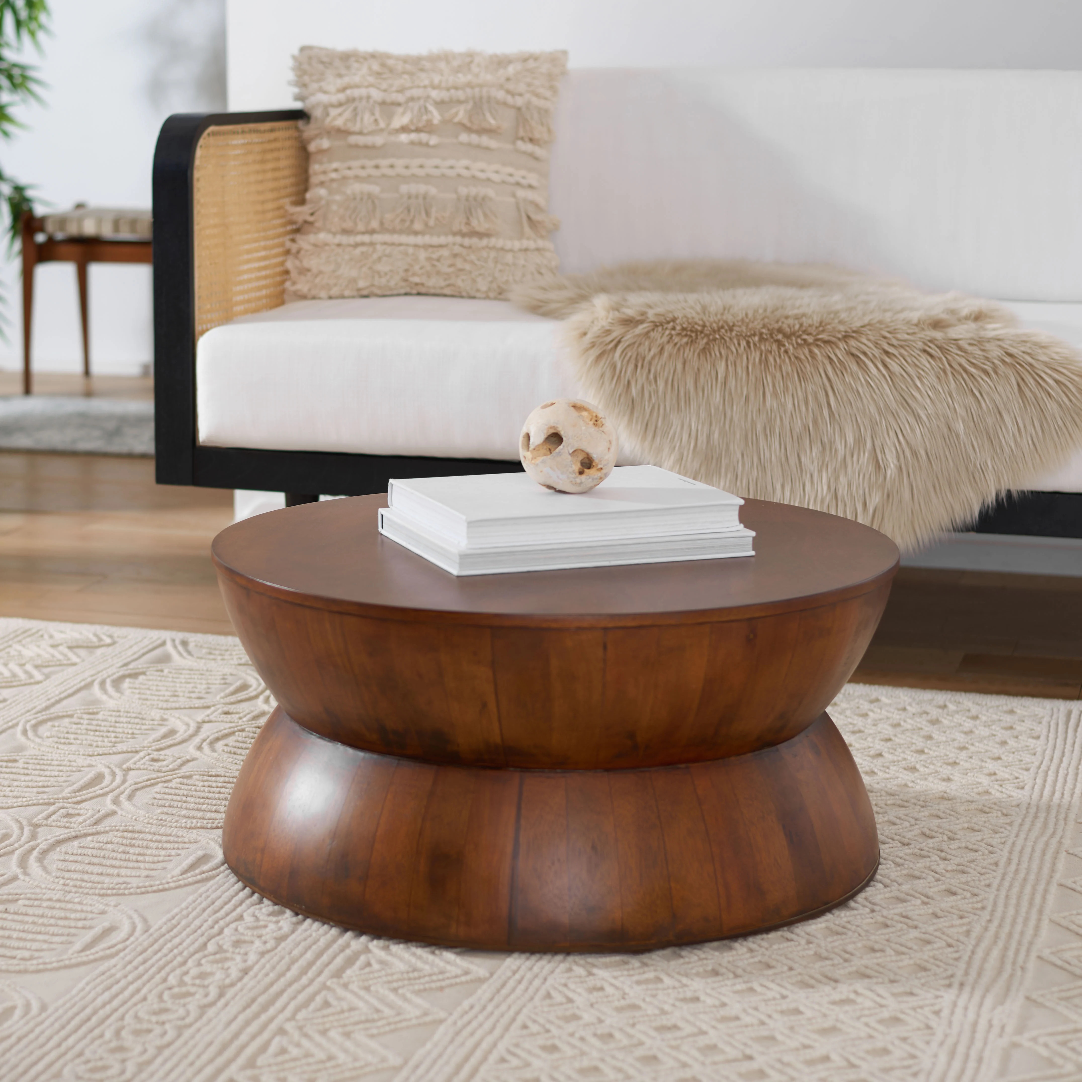 SAFAVIEH Alecto Rustic Wood Round Coffee Table, Brown | Walmart (US)