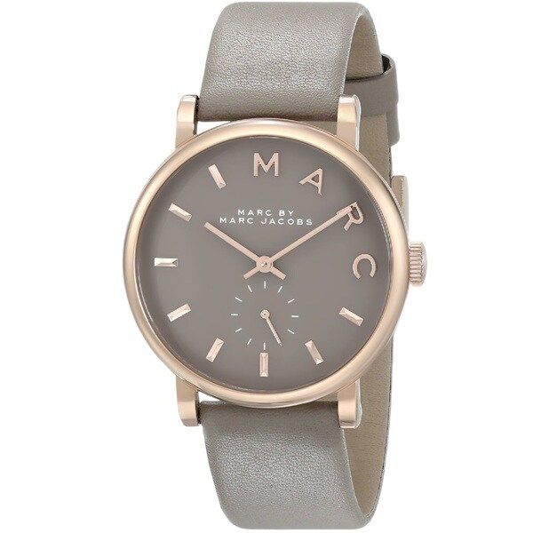 Marc Jacobs Women's MBM1266 Baker Rosetone Grey Leather Watch | Bed Bath & Beyond