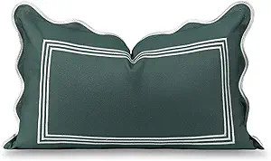 Hofdeco Premium Coastal Grandmillennial Scalloped Patio Indoor Outdoor Lumbar Pillow Cover Only, ... | Amazon (US)