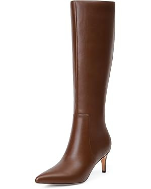 Knee High Boots Women Tall Boots Pointed Toe Kitten Heel Boots for Women Side Zipper Long Fall Bo... | Amazon (US)