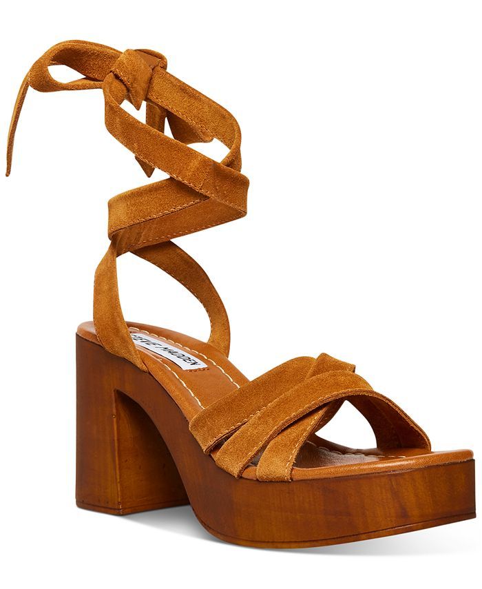 Steve Madden Women's Rydley Tie-Up Wooden Platform Sandals & Reviews - Sandals - Shoes - Macy's | Macys (US)