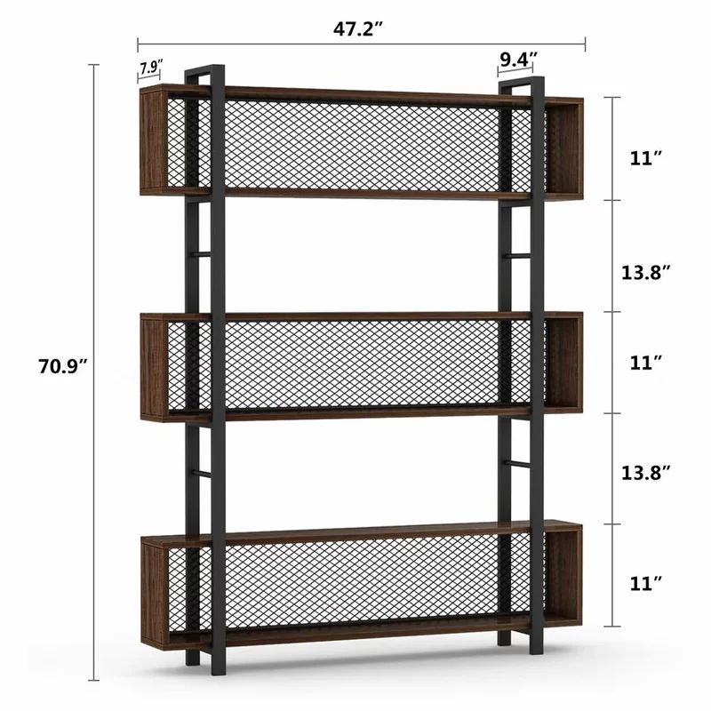 Nayini 70.9" H x 47.2" W Steel Etagere Bookcase | Wayfair North America