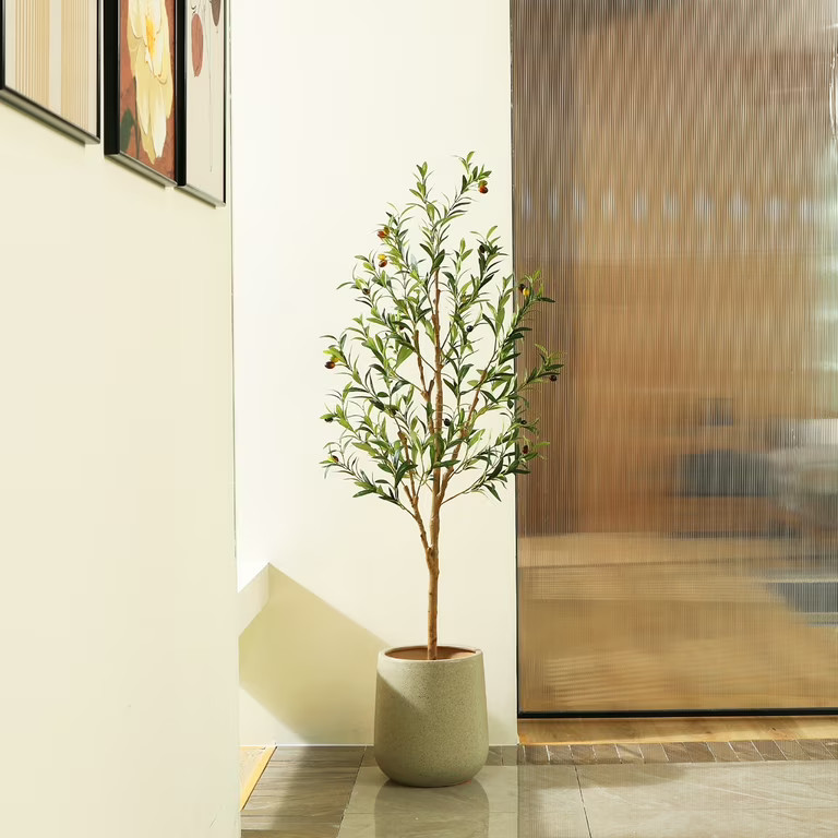 5FT Tall Artificial Olive Tree, Artificial Plants with Fruits and Wood Branches, Realistic Indoor... | Walmart (US)