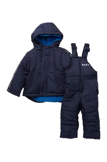 Logo Print Insulated Snow Jacket & Jumpsuit Set | Nordstrom Rack