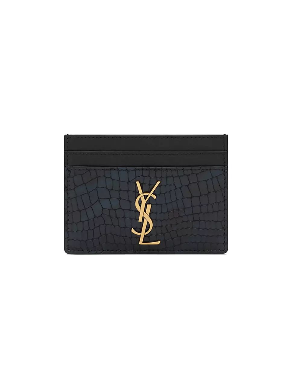 Cassandre Card Case In Shiny Crocodile-embossed Leather | Saks Fifth Avenue
