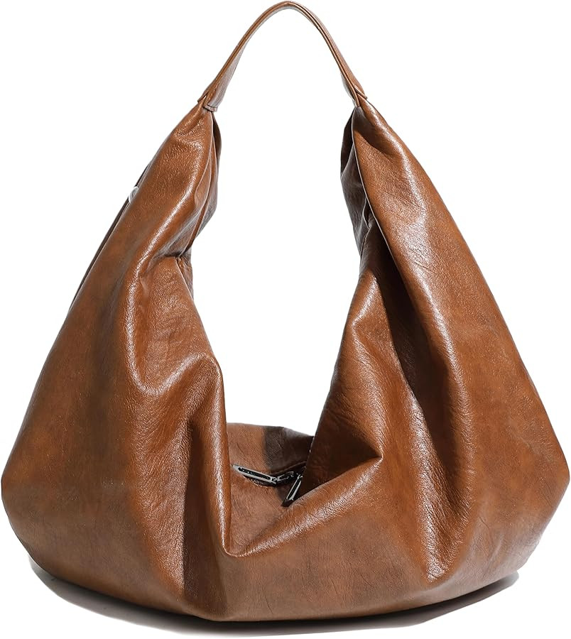 Women's Large Soft Vegan Leather Slouchy Crescent Hobo Tote Shoulder Bag | Amazon (US)