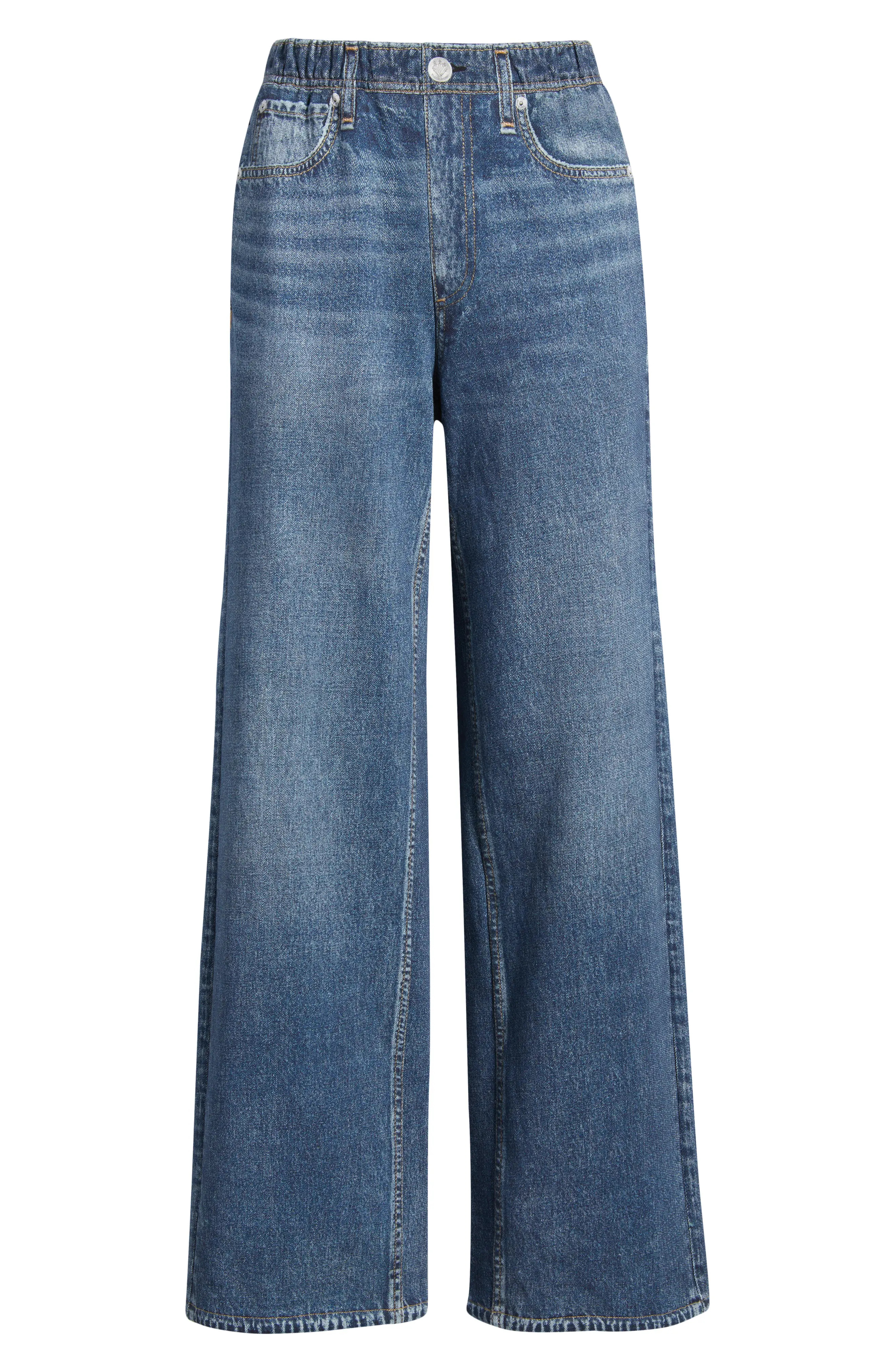 rag & bone Miramar Pull On Terry Sweatpant Ankle Jeans in Kimber at Nordstrom, Size Large | Nordstrom
