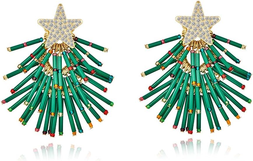 WOWORAMA Christmas Earrings for Women Cute Christmas Reindeer Earrings Green Christmas Tree Earri... | Amazon (US)