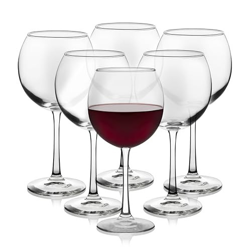 Libbey Vina Glassware Set, Elegant, Balloon-Shaped Red Wine Glasses Set of 6, Long Stem Wine Glasses for Weddings, Birthdays, and Special Occasions | Amazon (US)