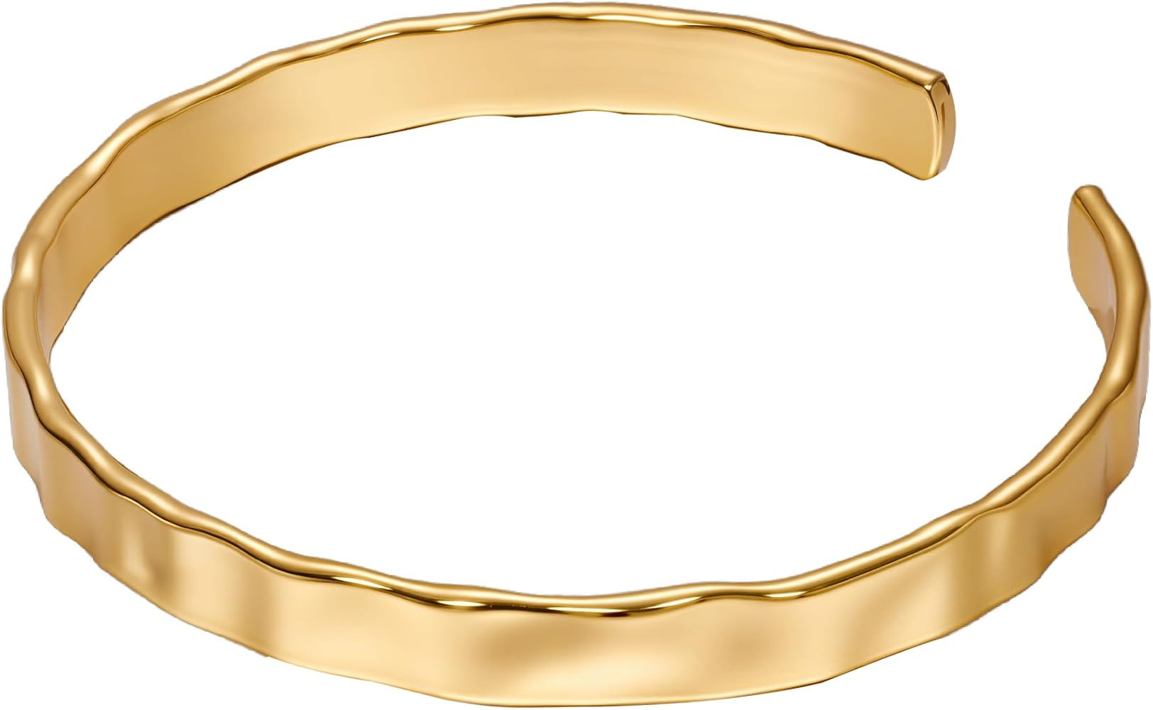 Classic Hammered Cuff Bangle for Women 18k Gold Plated Vintage Cuff Bracelet Width 2.3inches Non-... | Amazon (US)