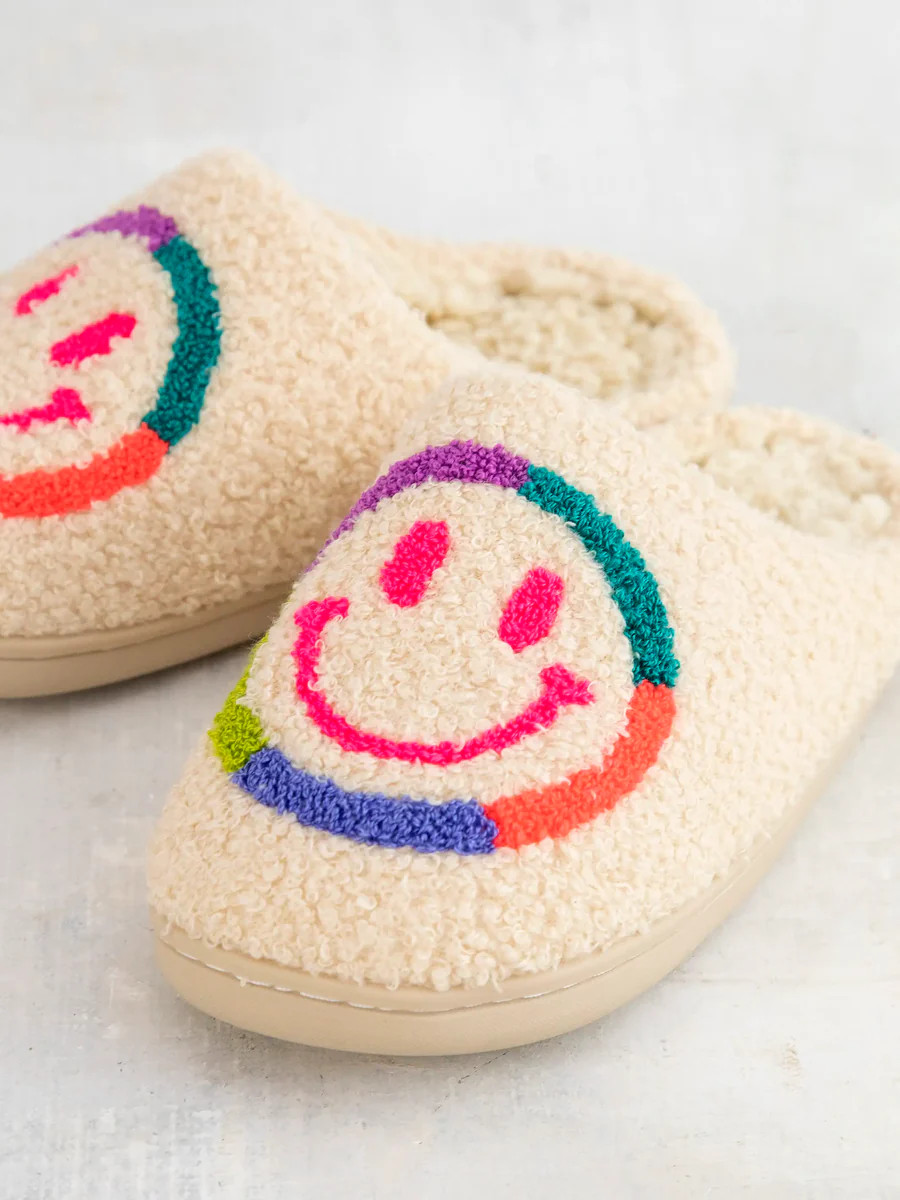Icon Sherpa Slippers - Neon Smiley Face | Natural Life