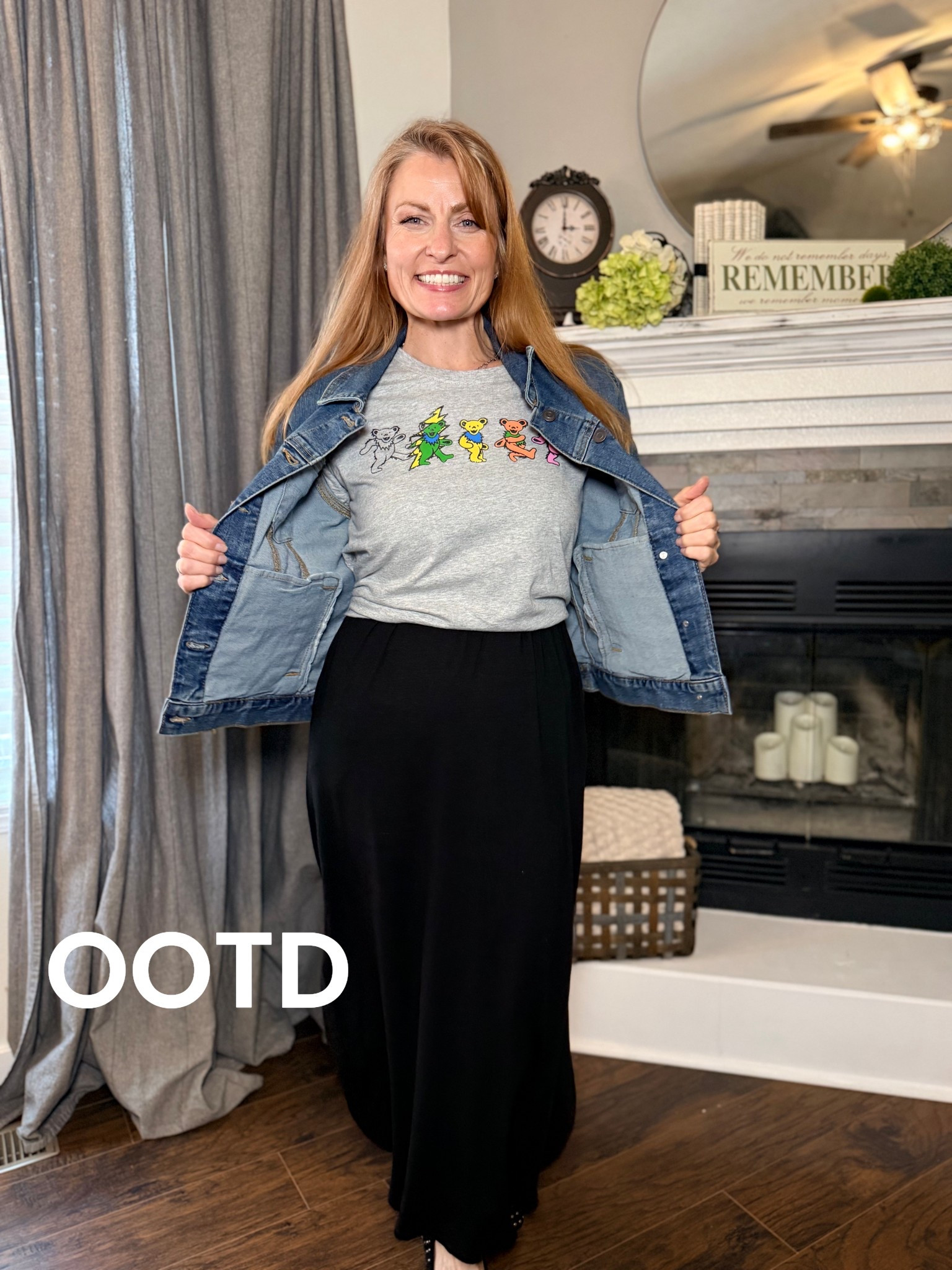 This is one of my favorite styling tricks: using a simple maxi skirt as the base and layering a graphic tee on top. Add a denim jacket and suddenly it feels effortless, fun, and pulled together without trying too hard.
Comfortable, expressive, and made for real life — errands, coffee dates, or casual evenings out.
Easy layers. Repeat-worthy pieces. 🤍

#busymomstyle #layeredoutfits #maxiskirtstyle #graphicteelook #over40styke
maxi skirt outfit, layering graphic tee, denim jacket casual outfit, busy mom everyday style, comfortable chic fashion