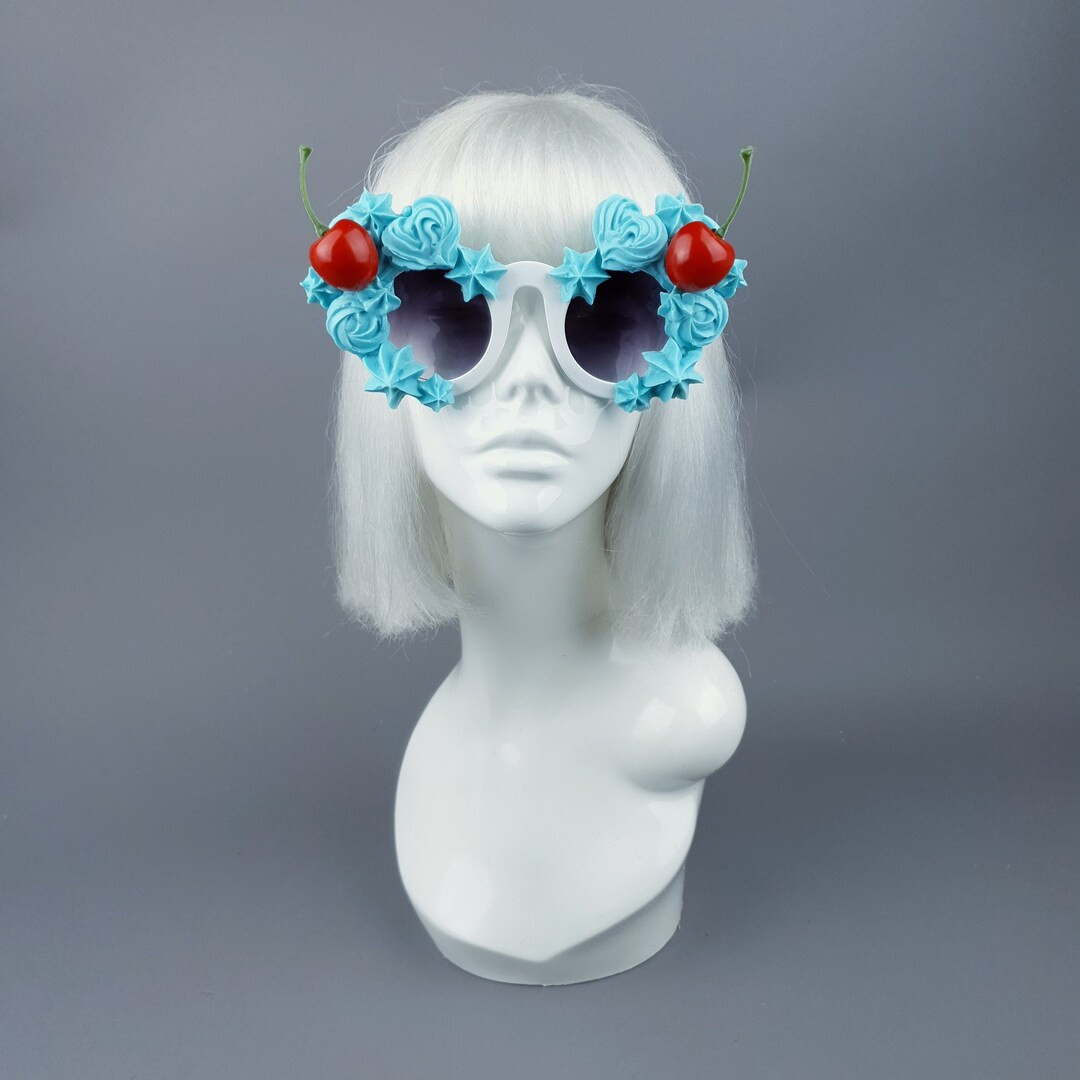 Fondant Pastel Blue Frosting Icing Cherry Sunglasses, OTT, Cake, Gothic Lolita, Goth Bride, Drag ... | Etsy (US)