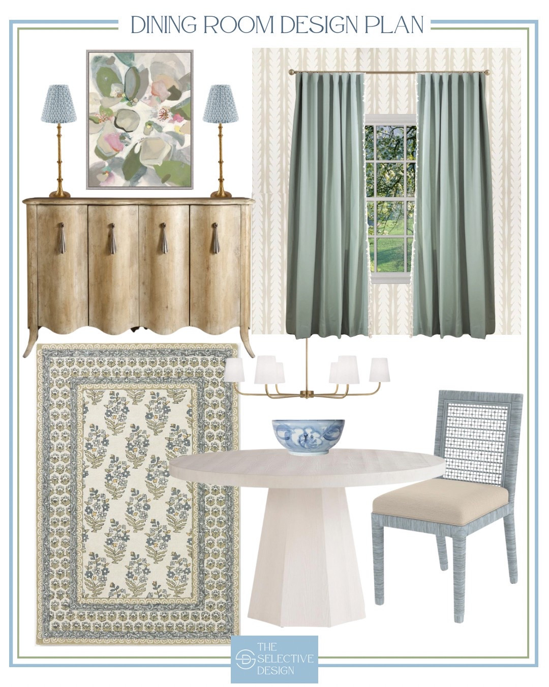 A fresh take on a classic blue and green dining room design 😍. The blue cane chair, velvet green drapes, scalloped sideboard, and floral rug come together to create a space that feels both charming and timeless — a Grandmillennial dining room perfectly pulled together.


Dining room design | classic contemporary home decor | southern dining room | southern traditional dining room |  dining room decor | dining room inspiration | dining room inspo | timeless dining room | timeless home decor | classic dining room | traditional dining room | Grandmillennial dining room | Grandmillennial home decor | Grandmillennial kitchen | white dining table | blue dining chair | green drapery | green curtains | wood sideboard | wood console | dining room rug 



#LTKFindsUnder100 #LTKSaleAlert #LTKHome