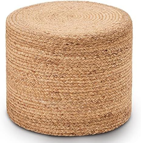 Wimarsbon 18'' Pouf Ottoman, Natural Braided Poof, Round Poufs, Rustic Handweave Lounge Pouffe, B... | Amazon (US)