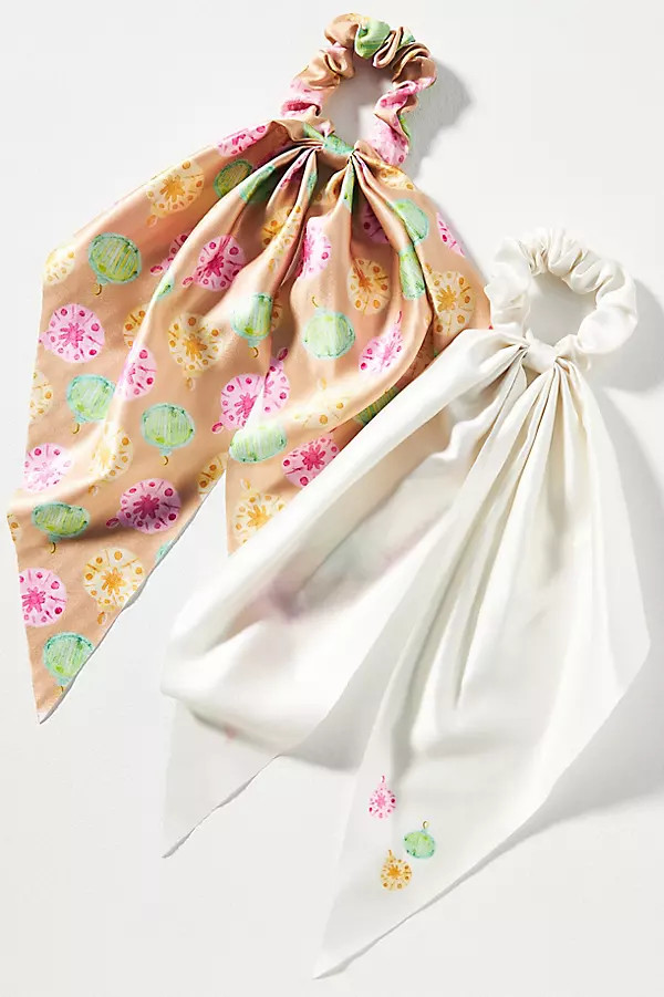 Frasier Sterling Holiday Hair Scarf Scrunchies, Set of 2 | Anthropologie (US)
