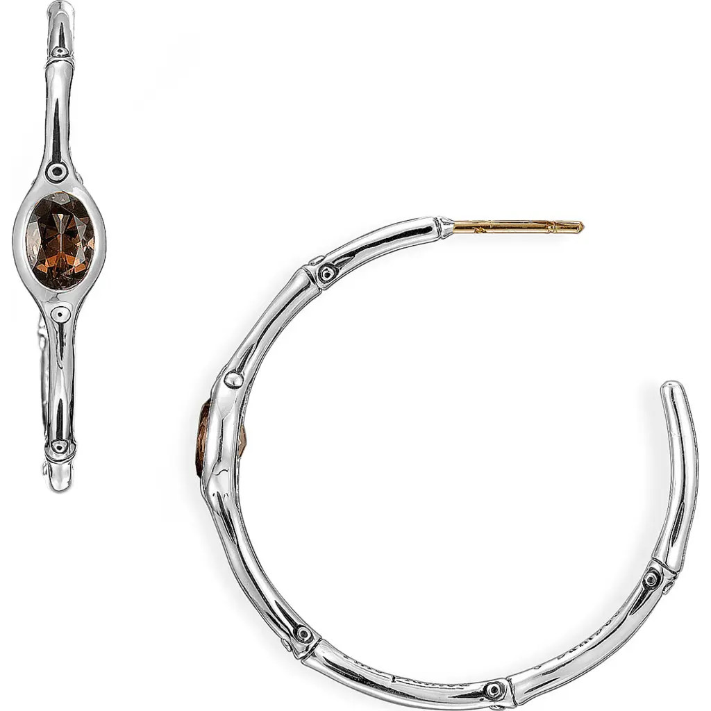 John Hardy 'Batu Bamboo' Medium Hoop Earrings in Silver at Nordstrom Rack | Nordstrom Rack