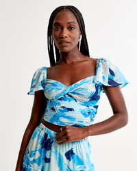 Angel Sleeve Twist-Front Set Top | Abercrombie & Fitch (US)
