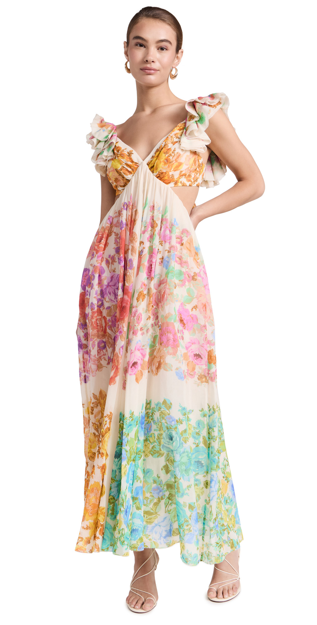 Zimmermann Raie Frill Shoulder Midi Dress | Shopbop