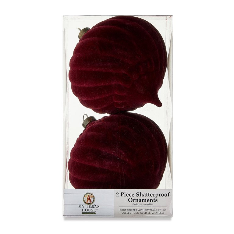 My Texas House, Flocked Onion Red Christmas Hanging Ornaments, 2 Count | Walmart (US)