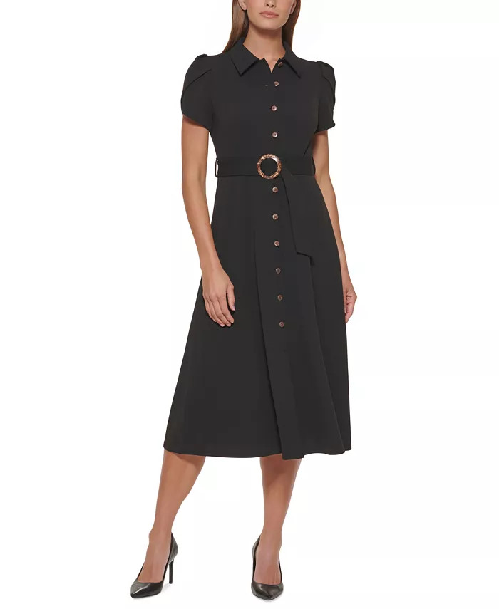 Women's Tulip-Sleeve Midi Shirtdress | Macy's