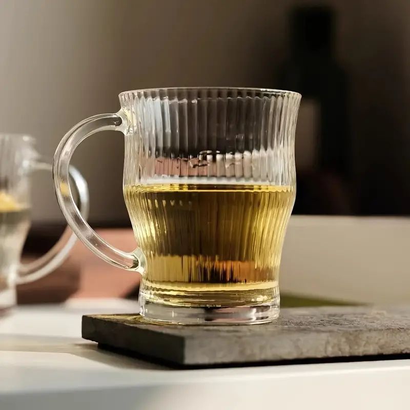 1pc, Ribbed Glass Mug With Handle, Minimalist Stripe Coffee Cup, For Juice Beer Tea, Heat Resista... | Temu Affiliate Program