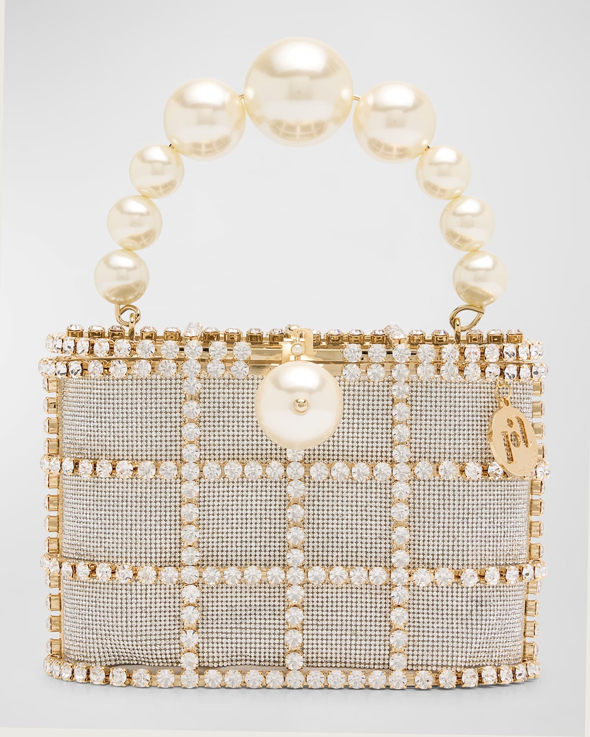 Holli Bling Embellished Cage Top-Handle Bag | Neiman Marcus