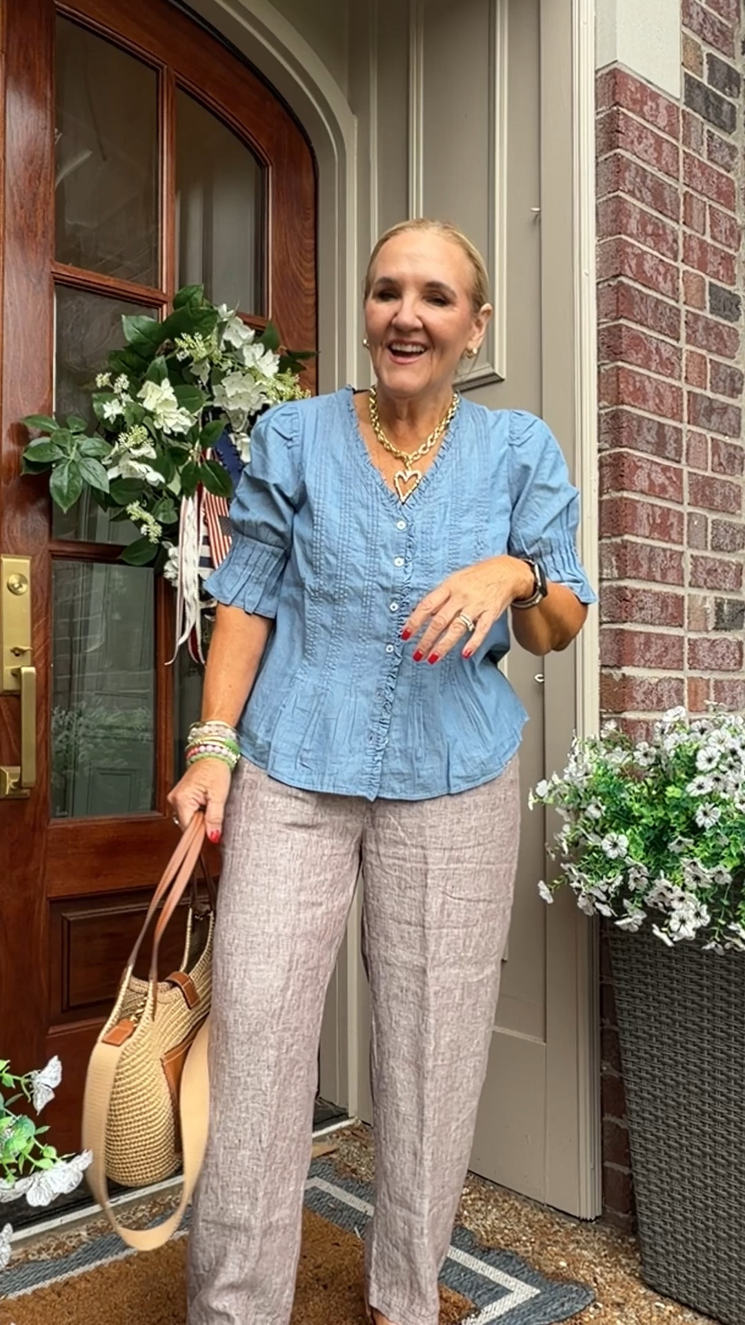 Top size small
Linen pants size medium 
10% off my tote code NANETTR 
20% off Allie & Bess necklace & bracelets code NANETTE20

#LTKSaleAlert #LTKOver40 #LTKootd