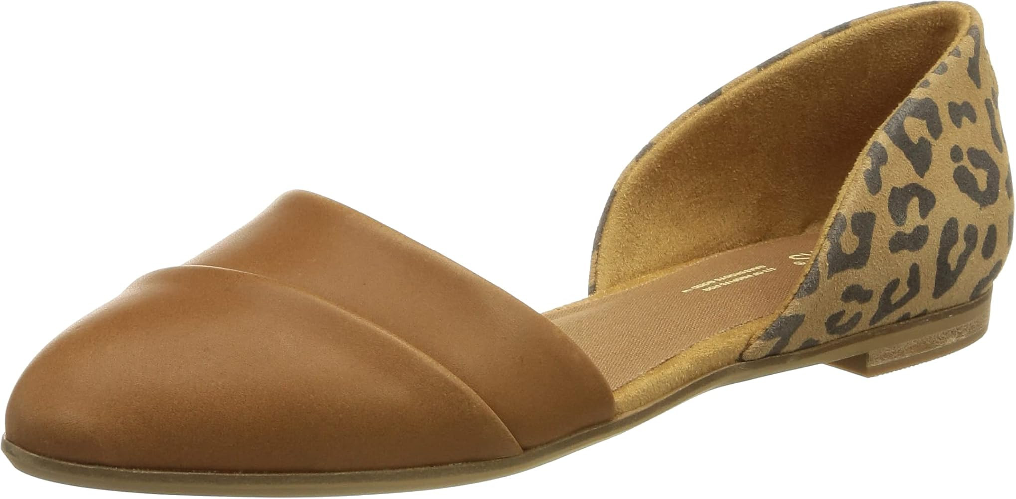 TOMS Womens Jutti Dorsay Leopard Slip On Flats Casual - Brown | Amazon (US)