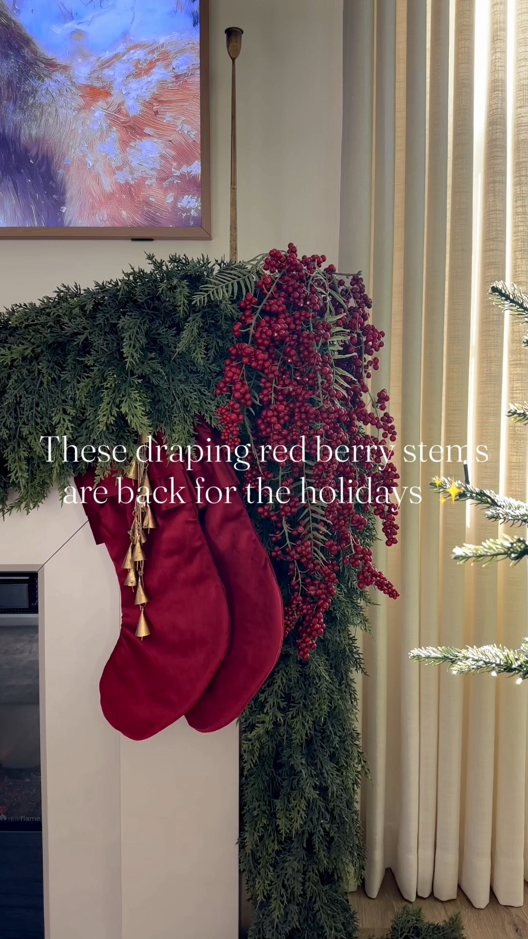 These draping red berry stems are BACK this year! ❤️🎄 They were so popular last holiday season so I’m excited to see them return!

I love how effortlessly they drape across the mantel and add the perfect pop of festive red. Such an easy way to make your home feel warm, cozy, and ready for the holidays. ✨

If you missed them last year, I wouldn’t wait too long this time!

#holidaymantle #redberrystems #christmasdecor #holidaydecor #homedecor #garland #fireplace #michaels #amazon #stockings #brassbells #clusterbells #candlesticks #christmasmantle

#LTKHome #LTKSaleAlert #LTKSeasonal