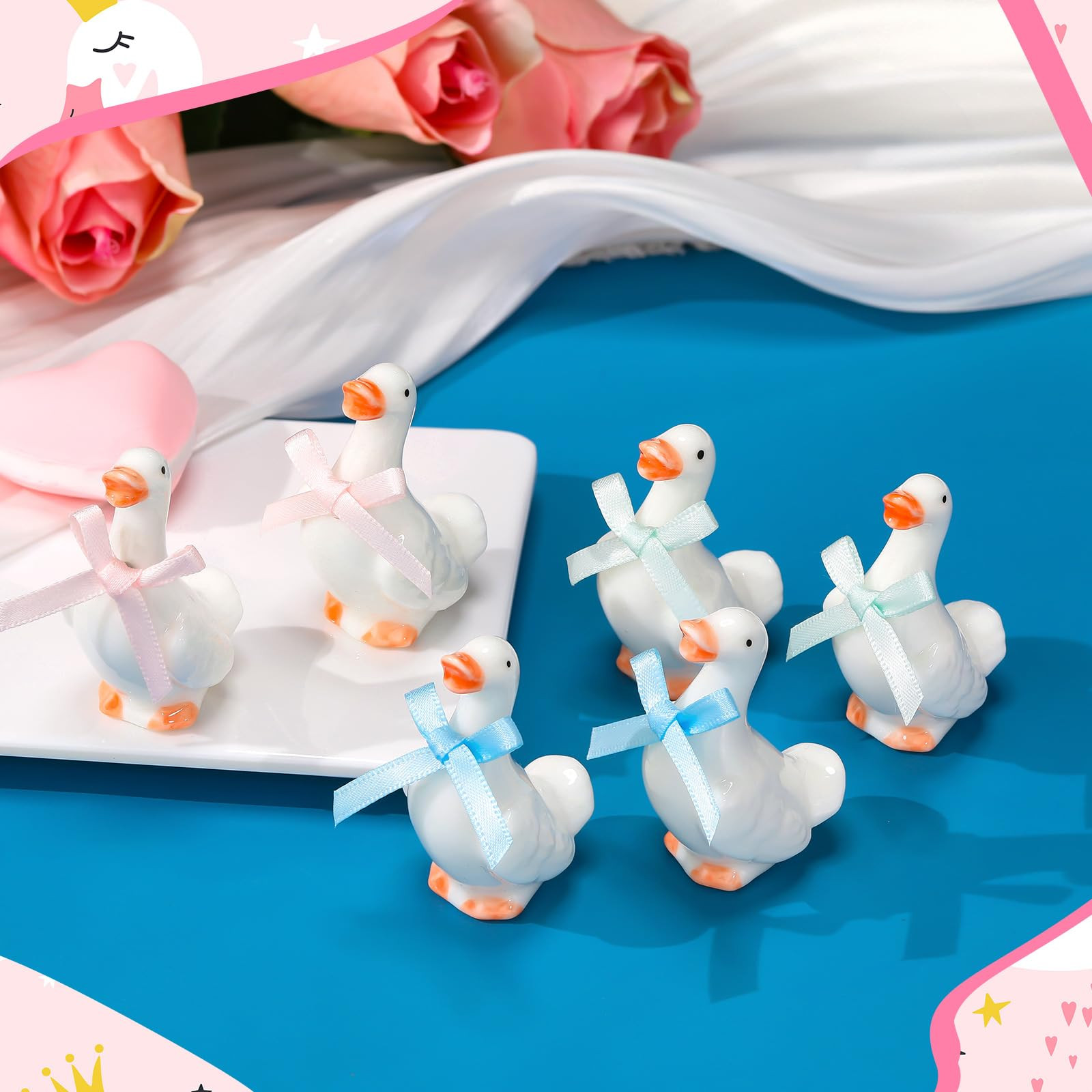Weysat 6 Sets One Silly Goose Party Favor Ceramic Silly Goose with Bow First Birthday Decorations... | Amazon (US)