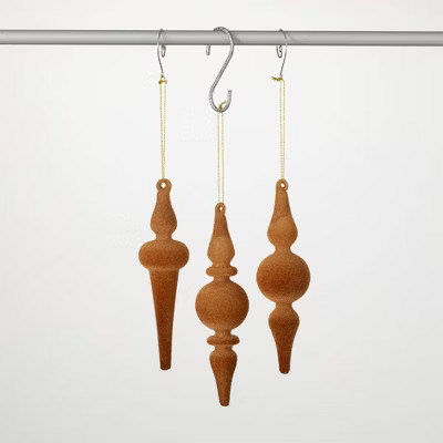 6.5"H Sullivans Christmas Brown Velvet Finial Ornaments Set of 3  Brown | Target