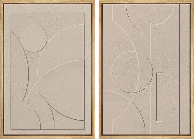 SIGNWIN Framed Canvas Print Wall Art Set Art Deco Geometric Polygon Collage Abstract Shapes Illus... | Amazon (US)