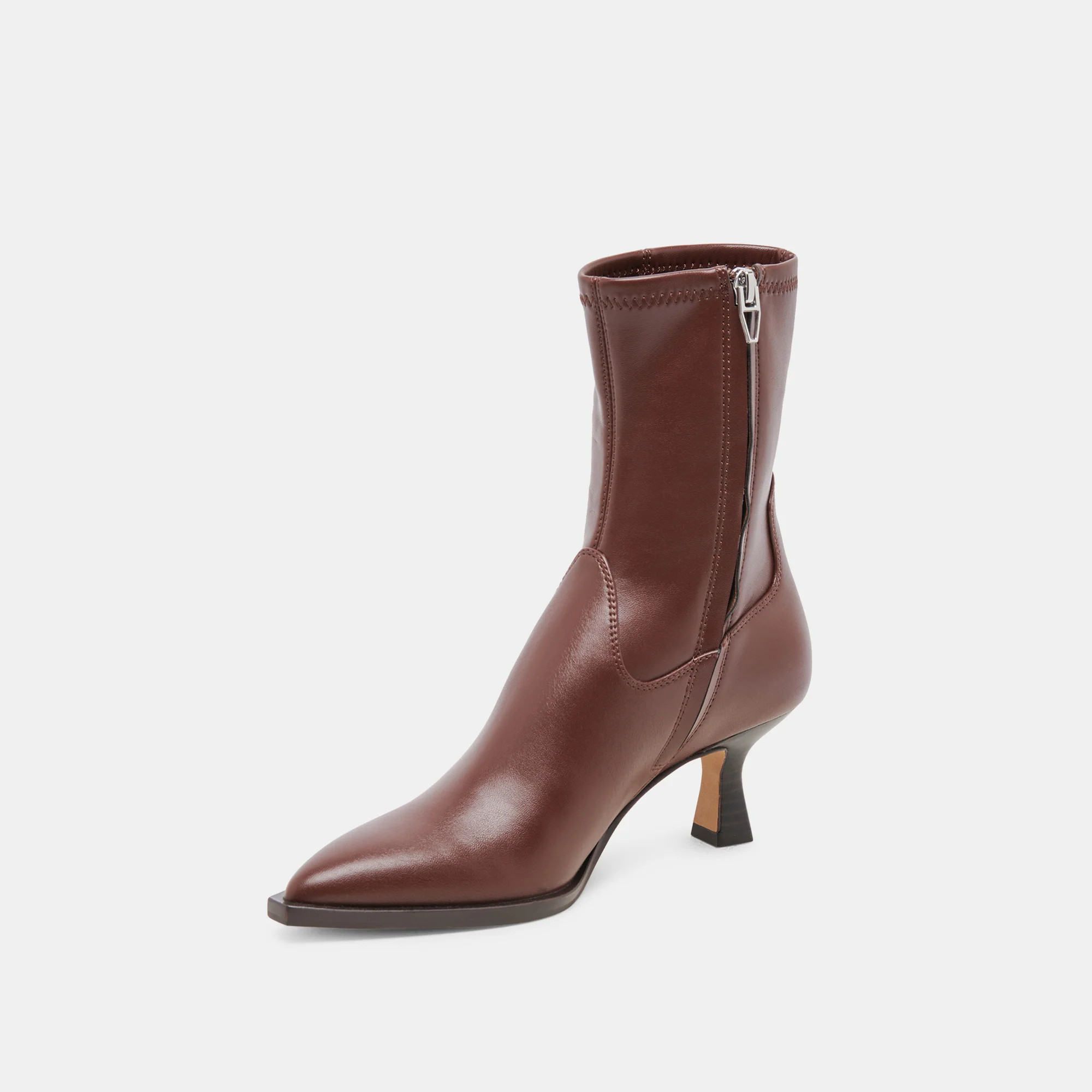 Arya Wide Calf Boots Chocolate Leather | DolceVita.com