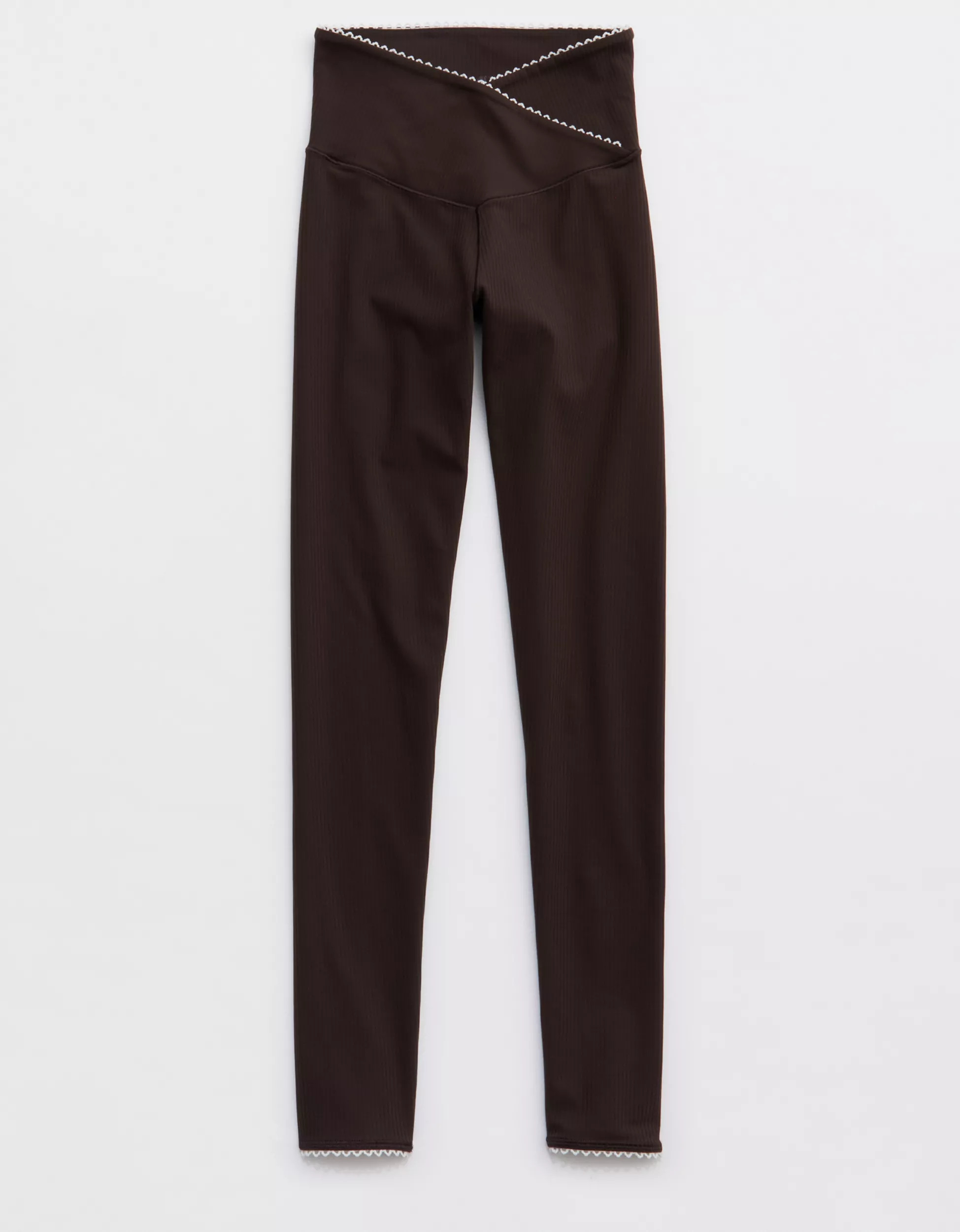 OFFLINE By Aerie Real Me XTRA Ribbed Picot Trim Crossover Legging | Aerie