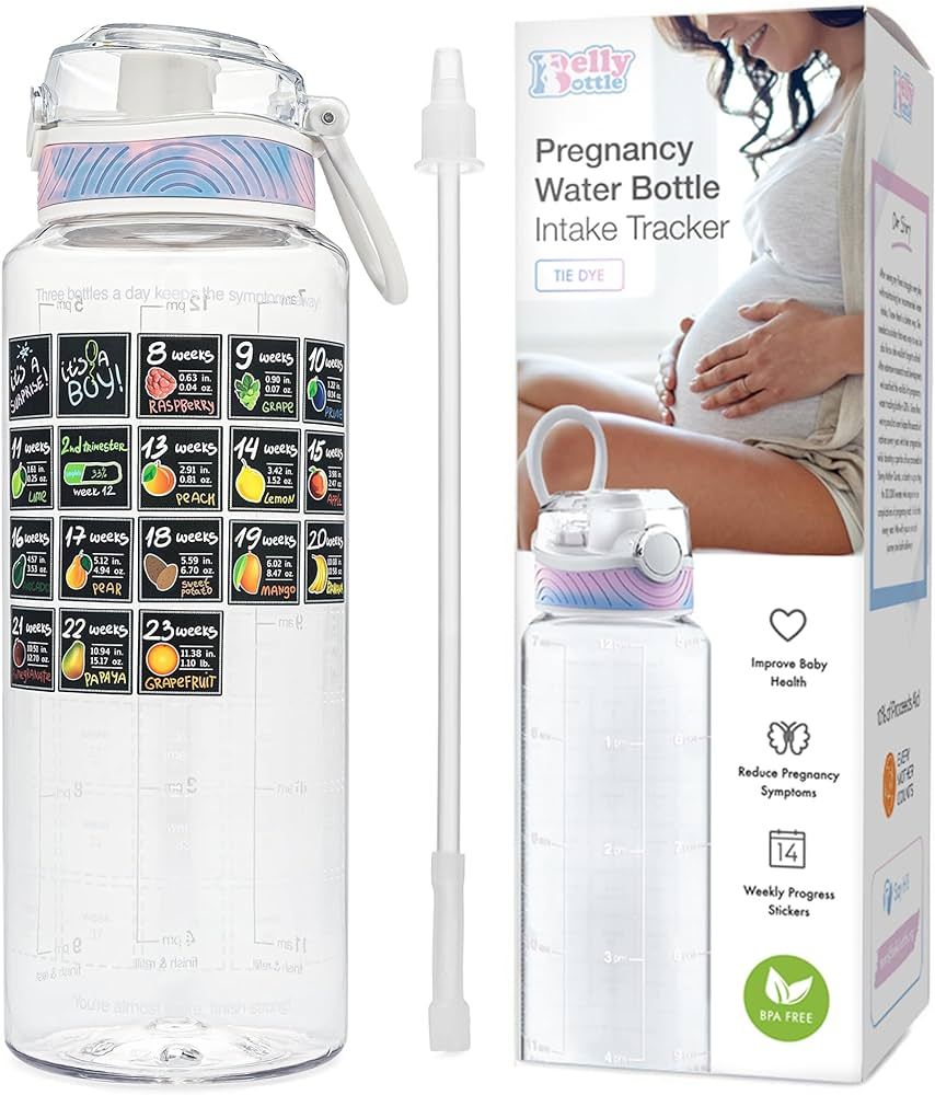 BellyBottle Pregnancy Water Bottle Tracker – BPA Free – Pregnancy Must Haves First Trimester ... | Amazon (US)